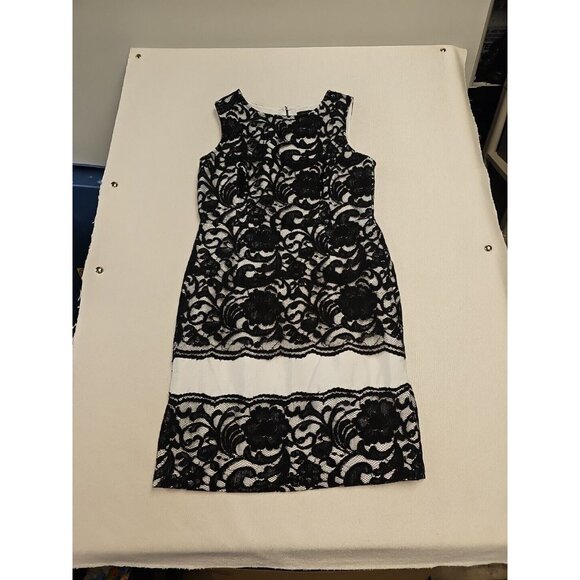 The Limited Black White  Sheath Dress Size 12 Back Zip Lace - Picture 1 of 8